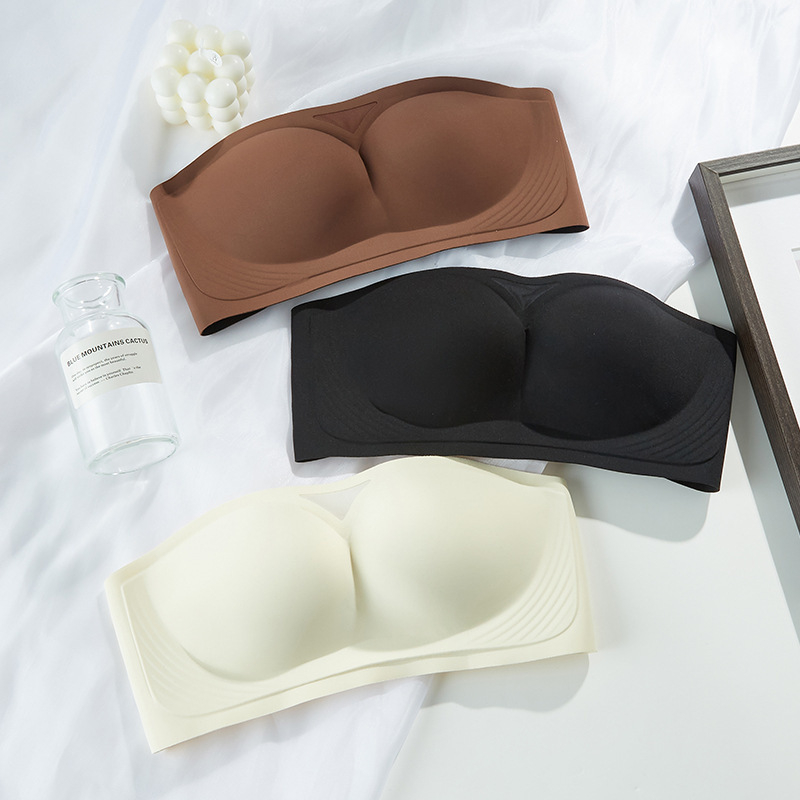 Sutien bandeau fără bretele pentru bust mic, anti-alunecare, push-up, fără arc, fără cusături vizibile, invizibil sub haine