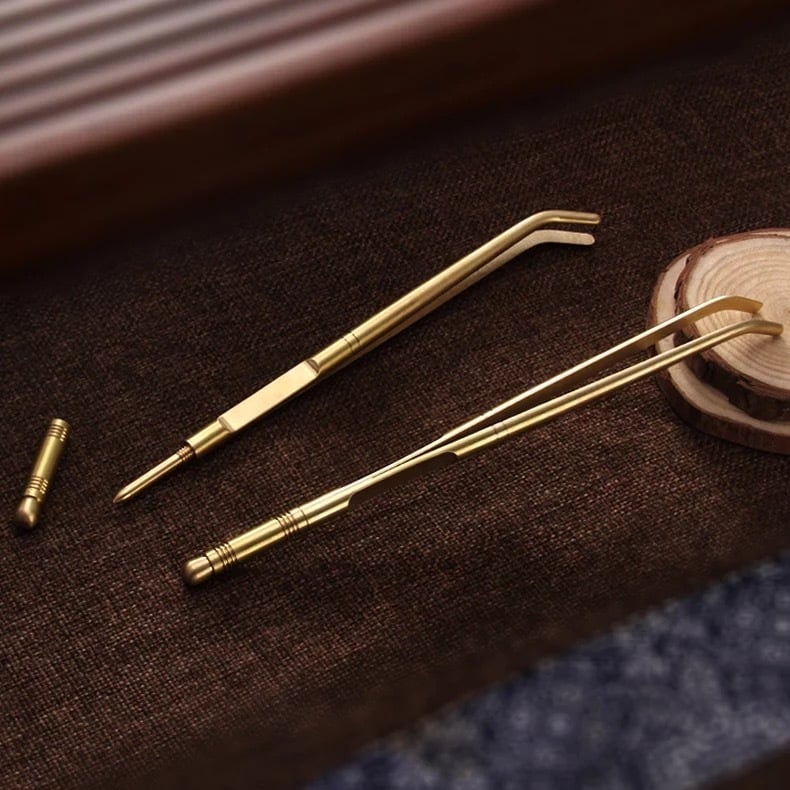 Clip de ceai din cupru pentru Gongfu, accesorii din alamă, clip pentru ceașă din oțel inoxidabil, pense pentru frunze de ceai
