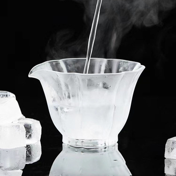 Ceașcă de ceai din sticlă cu capac și filtru încorporat, design cu petale, sticlă borosilicat neagră, pentru ceremonia ceaiului