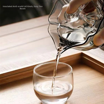 Ceașcă de ceai din sticlă cu capac și filtru încorporat, design cu petale, sticlă borosilicat neagră, pentru ceremonia ceaiului
