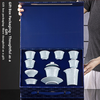 Set de ceai din porțelan Celadon, cu glazură la temperatură înaltă, design în relief, gaiwan și cești, personalizabil, cadou corporativ