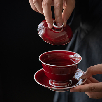 Vas ceramic mare cu capac pentru ceai Gongfu, set de ceai