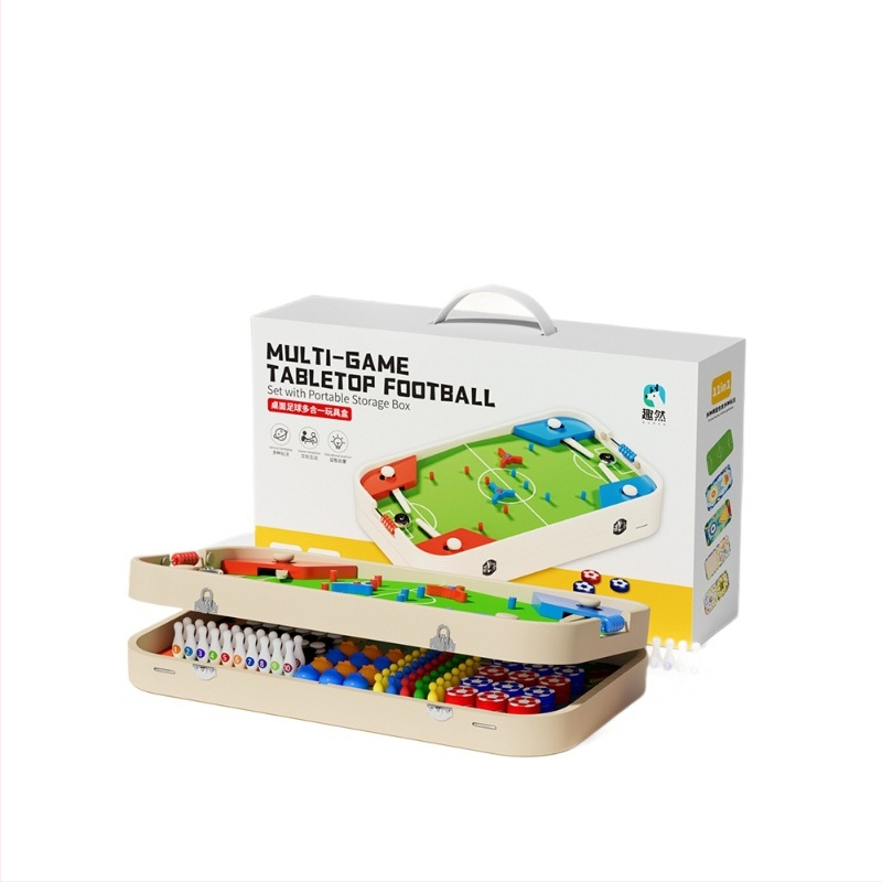 Mondial de Fotbal pe Masă: set din lemn, totul într-unul, pentru două persoane – joc de familie pentru copii