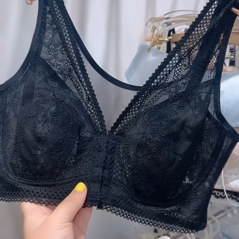Sutien pentru plus size, cu burete ultra-subțire, cu cupe în formă de urechi de iepure, închidere frontală, fără armături, respirabil, evidențiază sânii mici