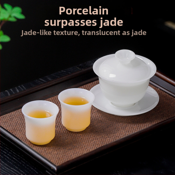 Set de ceai din porțelan premium cu gaiwan și gong dao bei, logo personalizat