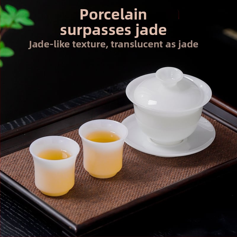 Set de ceai din porțelan premium cu gaiwan și gong dao bei, logo personalizat