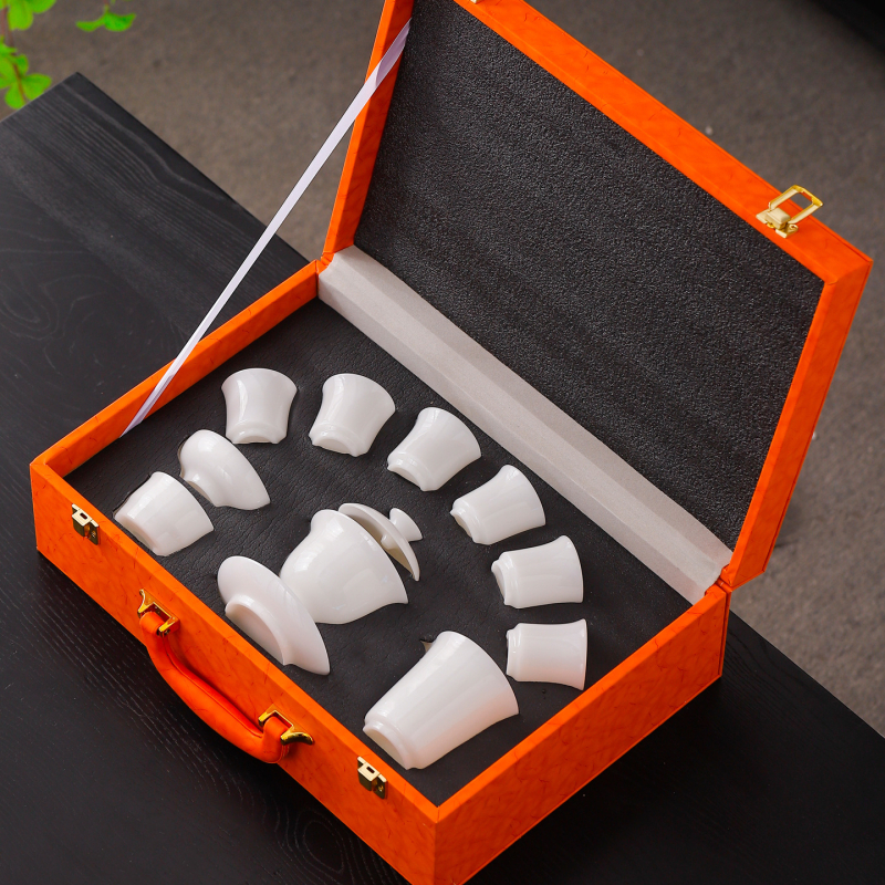 Set de ceai din porțelan premium cu gaiwan și gong dao bei, logo personalizat