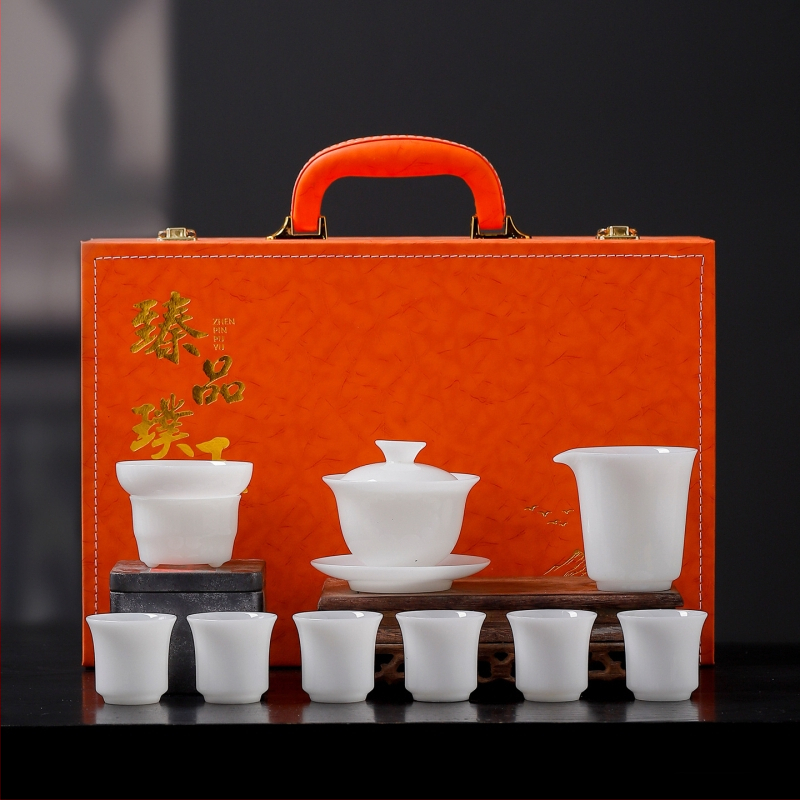 Set de ceai din porțelan premium cu gaiwan și gong dao bei, logo personalizat