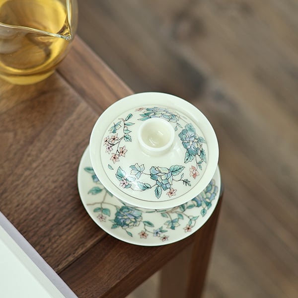 Set Camellia Gongfu pentru ceai cu bol cu capac, ceramică emailată, Dragon Egg Cup