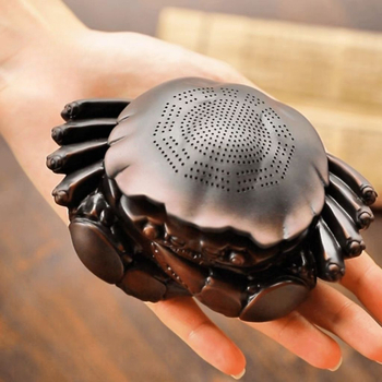 Filtru de ceai din argilă mov, lucrat manual, în formă de crab, ornament de masă pentru ceai de înaltă clasă, strecurător de ceai, accesoriu pentru ceremonia ceaiului, ustensilă de ceai, suport pentru capac, animal decorativ pentru ceai