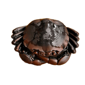 Filtru de ceai din argilă mov, lucrat manual, în formă de crab, ornament de masă pentru ceai de înaltă clasă, strecurător de ceai, accesoriu pentru ceremonia ceaiului, ustensilă de ceai, suport pentru capac, animal decorativ pentru ceai