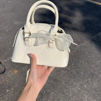 Kailudeng Geantă Boston cu fundă din dantelă, texturată, mică geantă crossbody pentru uz zilnic
