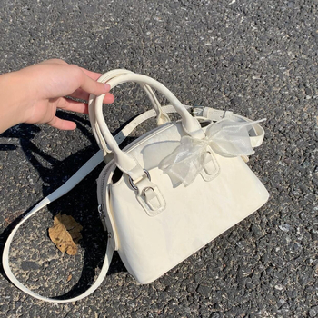 Kailudeng Geantă Boston cu fundă din dantelă, texturată, mică geantă crossbody pentru uz zilnic