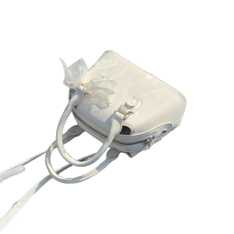 Kailudeng Geantă Boston cu fundă din dantelă, texturată, mică geantă crossbody pentru uz zilnic