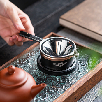 Filtru de ceai din oțel damasc — accesoriu premium pentru set Kung Fu