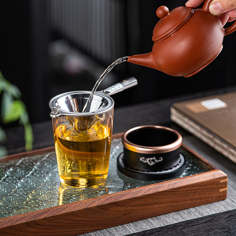 Filtru de ceai din oțel damasc — accesoriu premium pentru set Kung Fu
