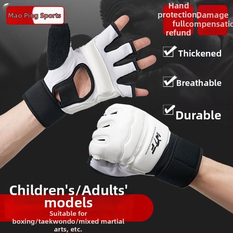 Mănuși de box cu protecție pentru mâini și picioare, pentru karate și taekwondo, cu degete parțial acoperite, pentru copii și adulți