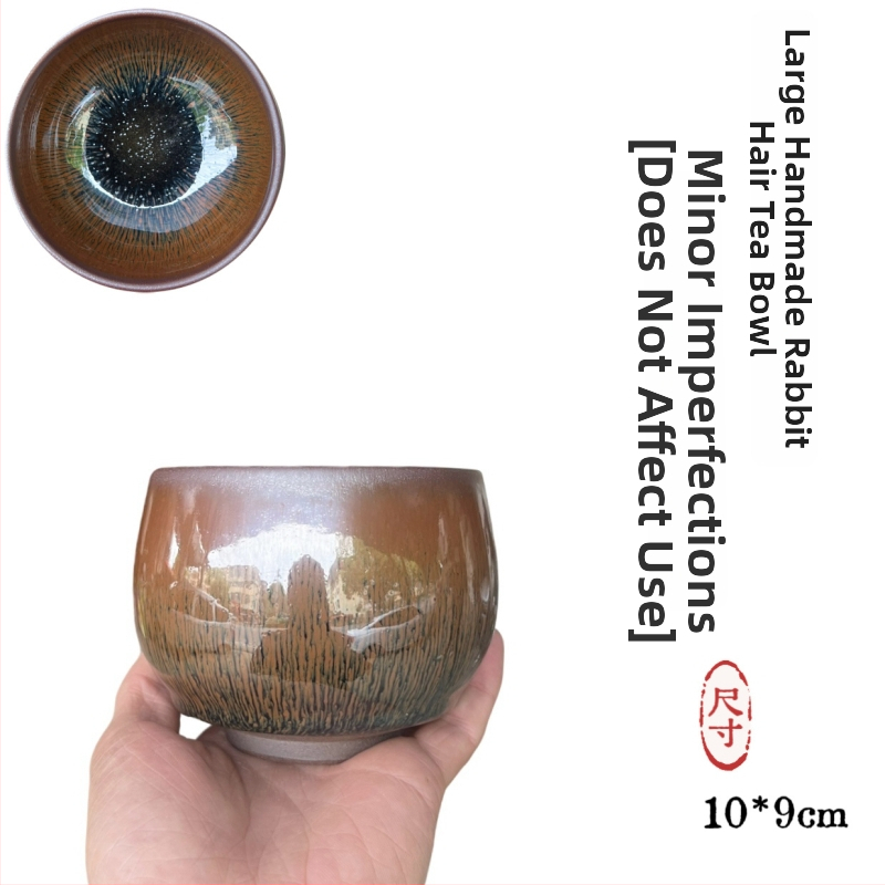 Ceașcă mare de ceai cu blană de iepure, ceramică lucrată manual, set Gongfu pentru ceai cu bol de spălat ceai