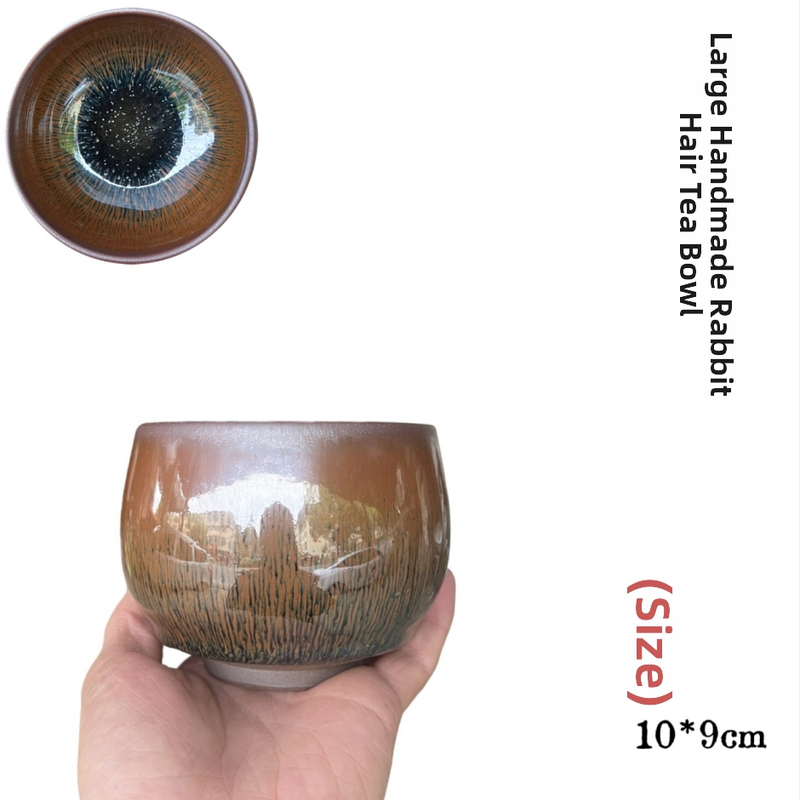 Ceașcă mare de ceai cu blană de iepure, ceramică lucrată manual, set Gongfu pentru ceai cu bol de spălat ceai