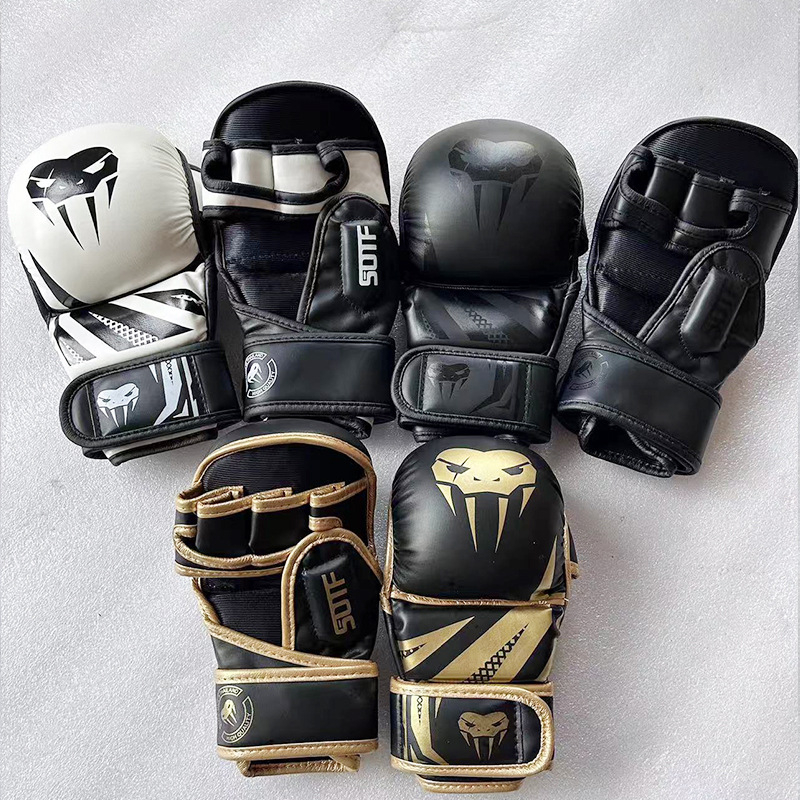 Mănuși de box pentru copii, cu degete parțial deschise, pentru antrenament MMA și Sanda, PU, 4–14 oz
