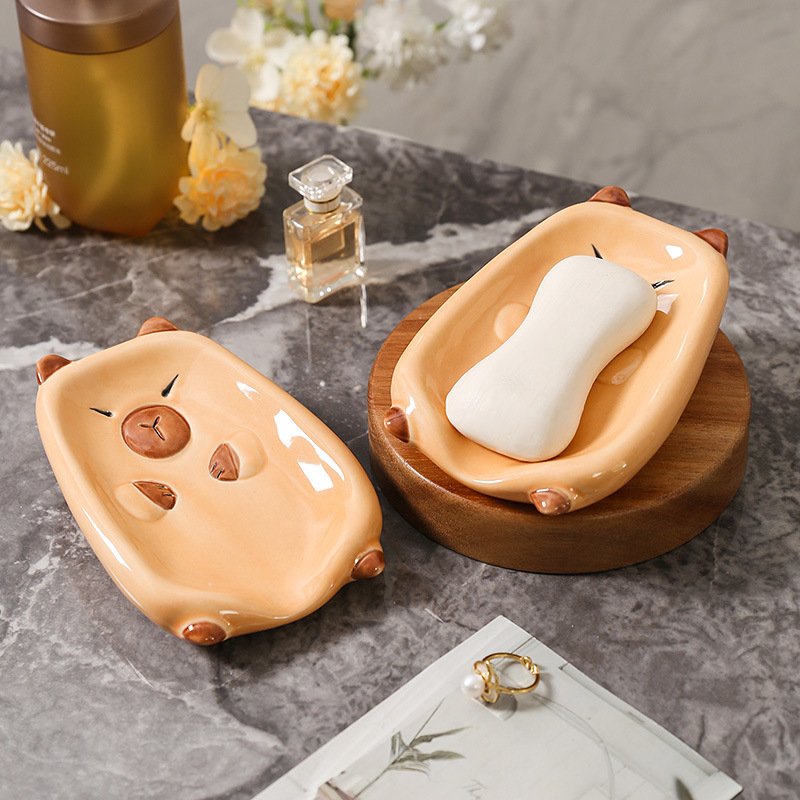 Săpunieră ceramică Capibara cu drenaj pentru baie