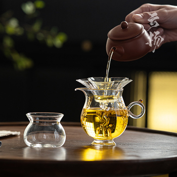 Set filtru ceai în formă de petala, din sticlă borosilicată rezistentă la căldură, filtru integrat pentru separarea ceaiului și apei, accesorii pentru ceai