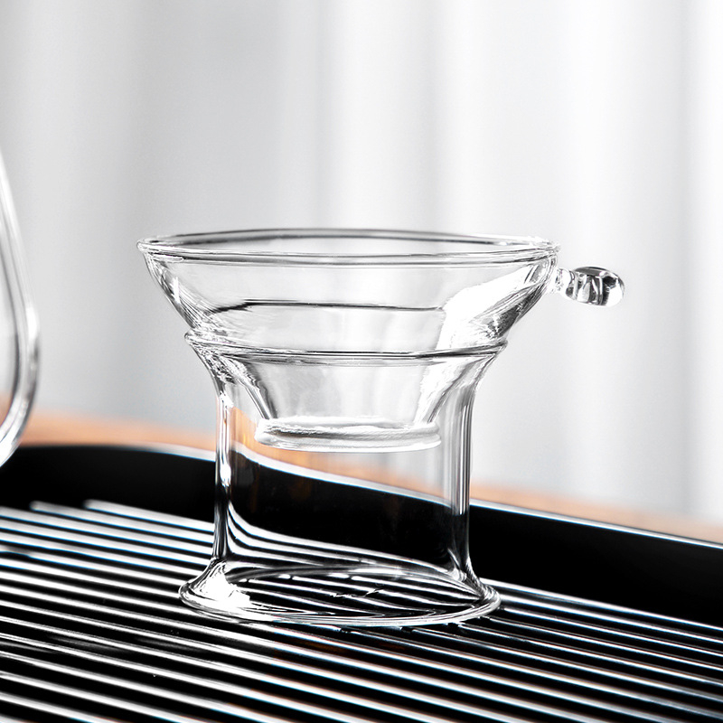 Filtru de ceai din sticlă borosilicată transparentă cu sită de filtrare