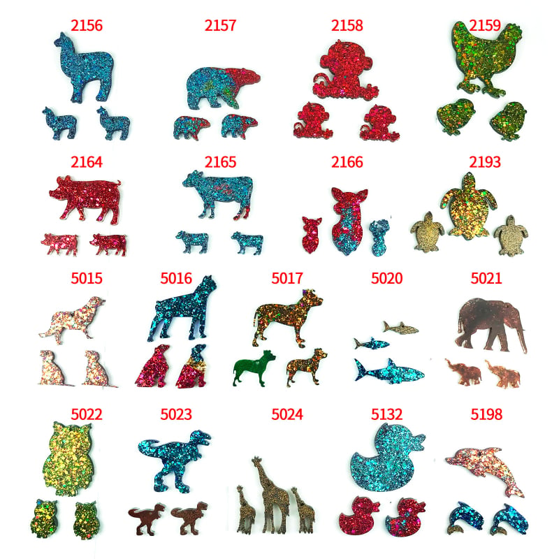 Formă din silicon pentru rășină – Familie de animale pentru breloci DIY: rață, dinozaur și țestoasă
