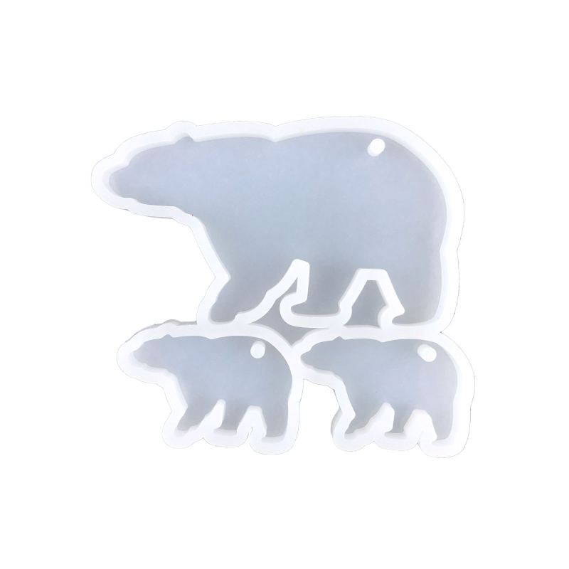 Formă din silicon pentru rășină – Familie de animale pentru breloci DIY: rață, dinozaur și țestoasă