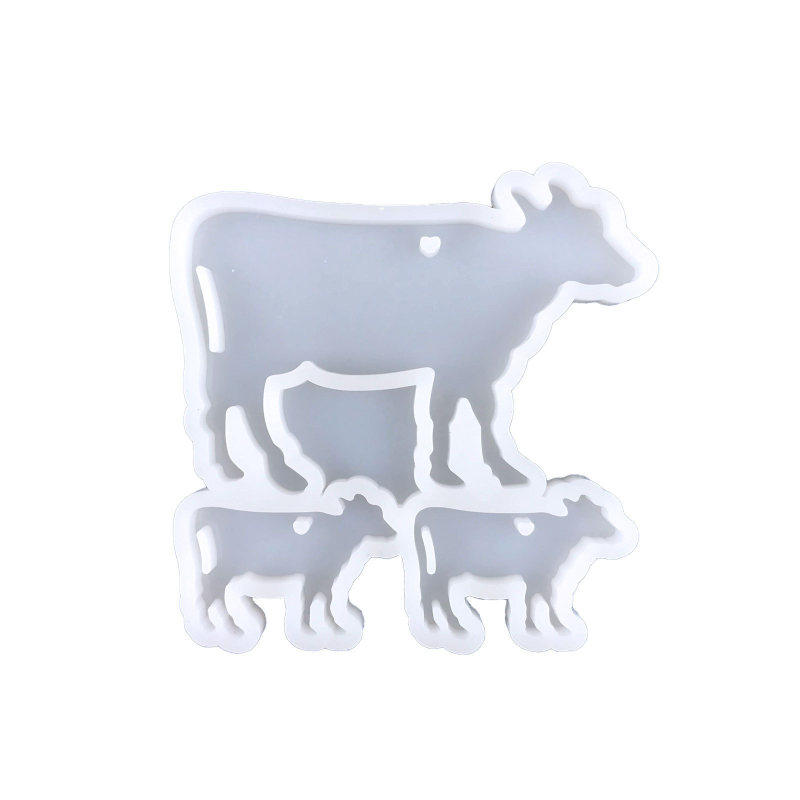 Formă din silicon pentru rășină – Familie de animale pentru breloci DIY: rață, dinozaur și țestoasă