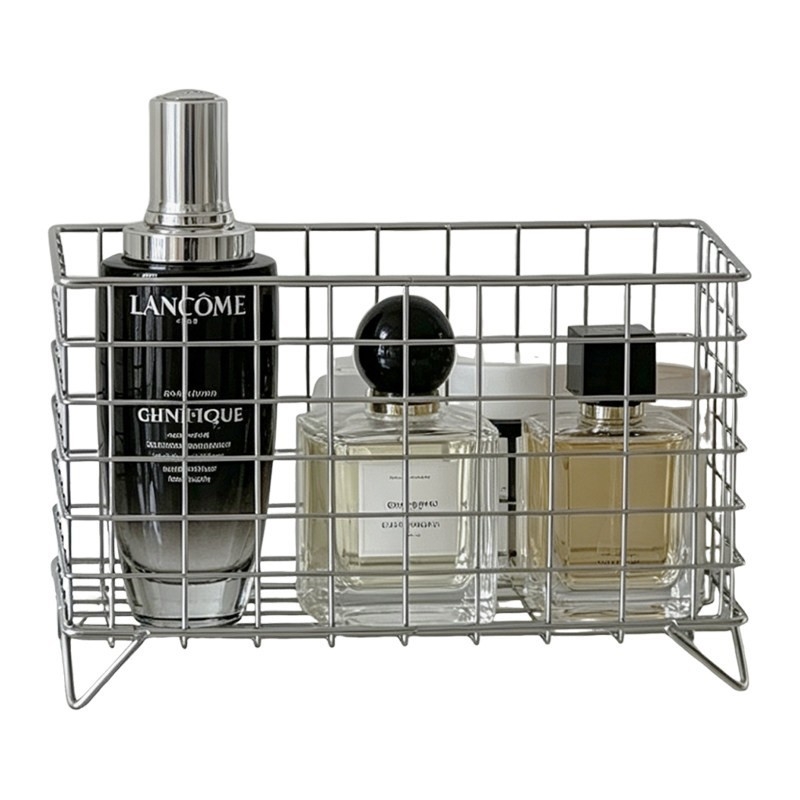 Organizator de baie din fier cu coș de depozitare — organizator pentru cosmetic pe blat