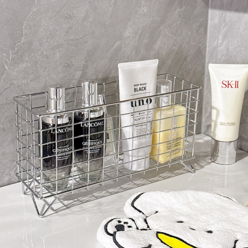 Organizator de baie din fier cu coș de depozitare — organizator pentru cosmetic pe blat
