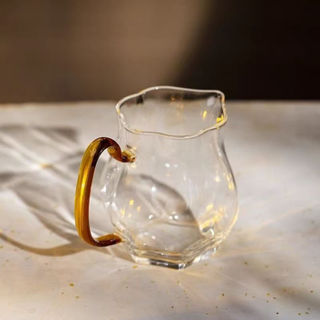 Set de ceai Kung Fu din sticlă borosilicat de înaltă rezistență, 330 ml, cupă cu margine canelată, distribuitor de ceai, ceainic și ceașcă