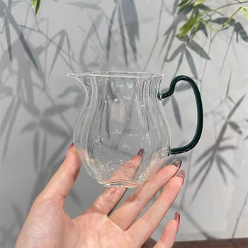 Set de ceai Kung Fu din sticlă borosilicat de înaltă rezistență, 330 ml, cupă cu margine canelată, distribuitor de ceai, ceainic și ceașcă