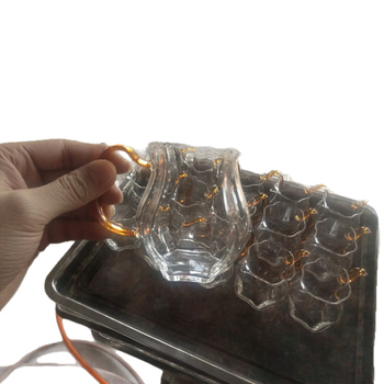 Set de ceai Kung Fu din sticlă borosilicat de înaltă rezistență, 330 ml, cupă cu margine canelată, distribuitor de ceai, ceainic și ceașcă