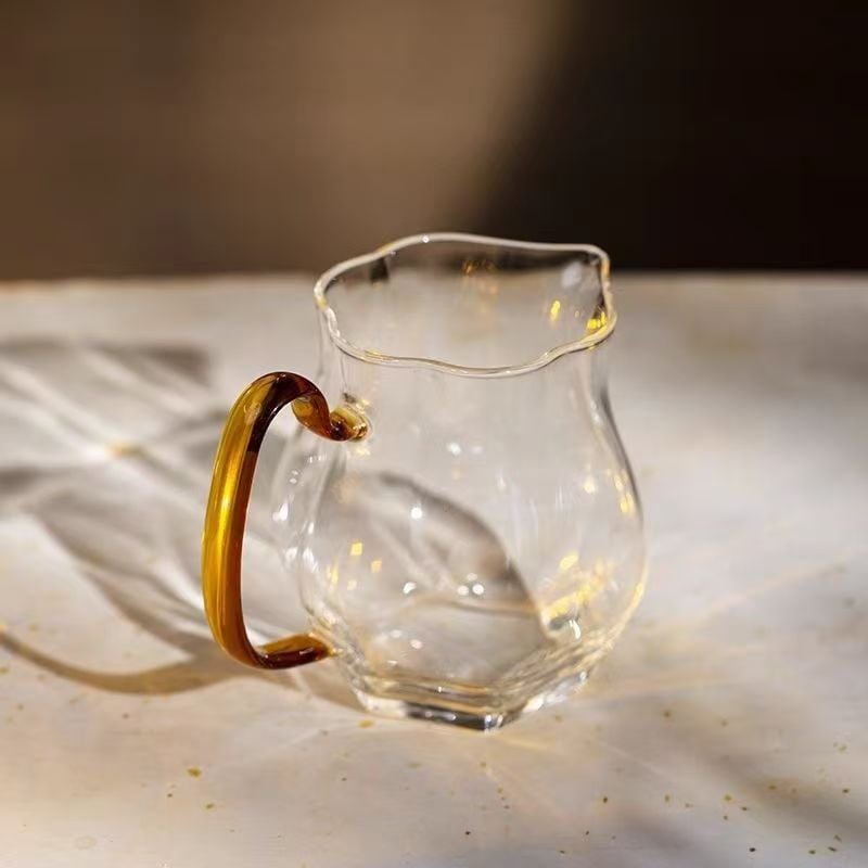 Set de ceai Kung Fu din sticlă borosilicat de înaltă rezistență, 330 ml, cupă cu margine canelată, distribuitor de ceai, ceainic și ceașcă