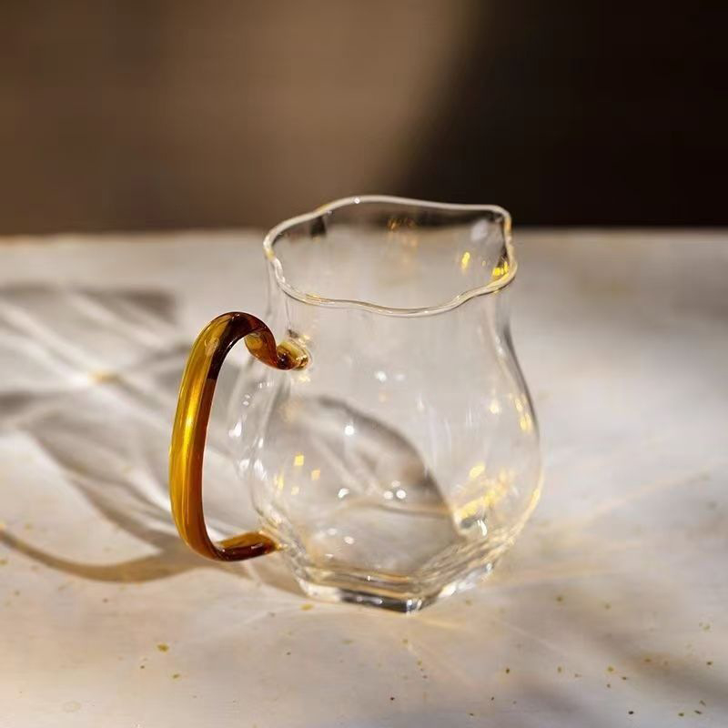 Set de ceai Kung Fu din sticlă borosilicat de înaltă rezistență, 330 ml, cupă cu margine canelată, distribuitor de ceai, ceainic și ceașcă