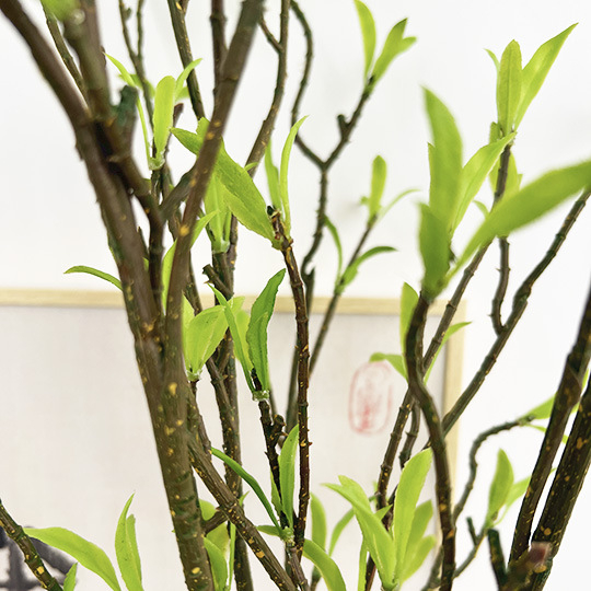 Ramură artificială verde pentru decorul sufrageriei, stil chinezesc modern