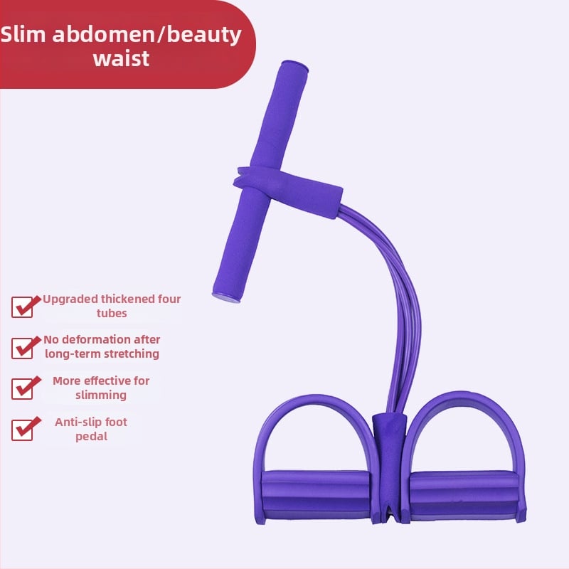 Antrenor de rezistență cu pedală, curea de rezistență multifuncțională pentru abdomene și yoga, sistem cu patru țevi