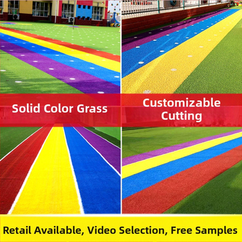 Gazon artificial dens, colorat, pentru exterior, spații de joacă pentru grădinițe, cu design curcubeu
