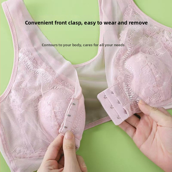 Sutien Plus Size cu închidere frontală, cupa subțire, cupe cu urechi de iepure, plasă respirabilă, fără arcuri, susținere laterală, stil nou
