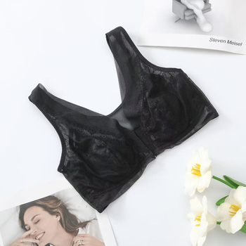 Sutien Plus Size cu închidere frontală, cupa subțire, cupe cu urechi de iepure, plasă respirabilă, fără arcuri, susținere laterală, stil nou