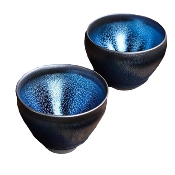 Jianyang Blue Kirin Jianzhan – ceașcă de mână, gură îngustă, ceramică cu glazură sub strat colorat