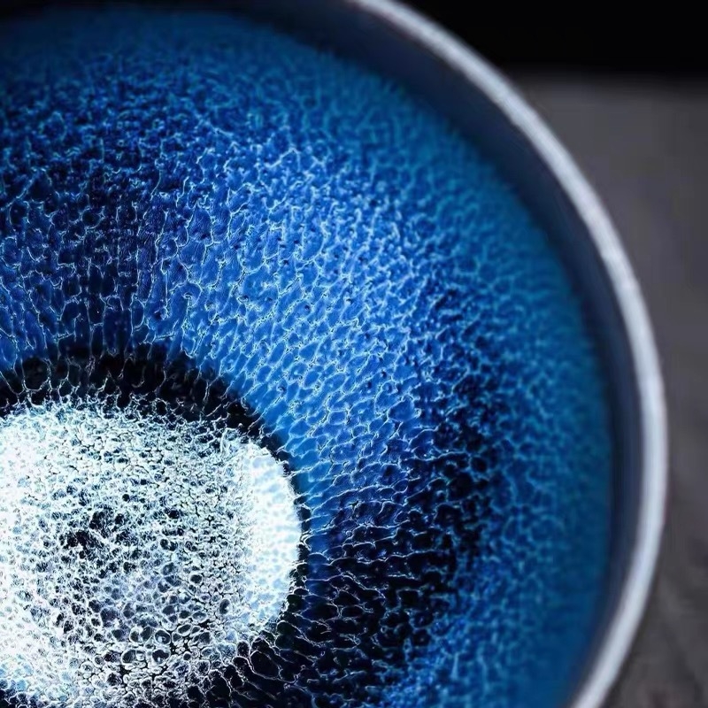 Jianyang Blue Kirin Jianzhan – ceașcă de mână, gură îngustă, ceramică cu glazură sub strat colorat