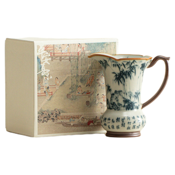 Ceașcă Gongdao Ruyao Ding Fengbo — ceramică în stil Song, set de servire a ceaiului cu divizor de ceai și tavă de servire