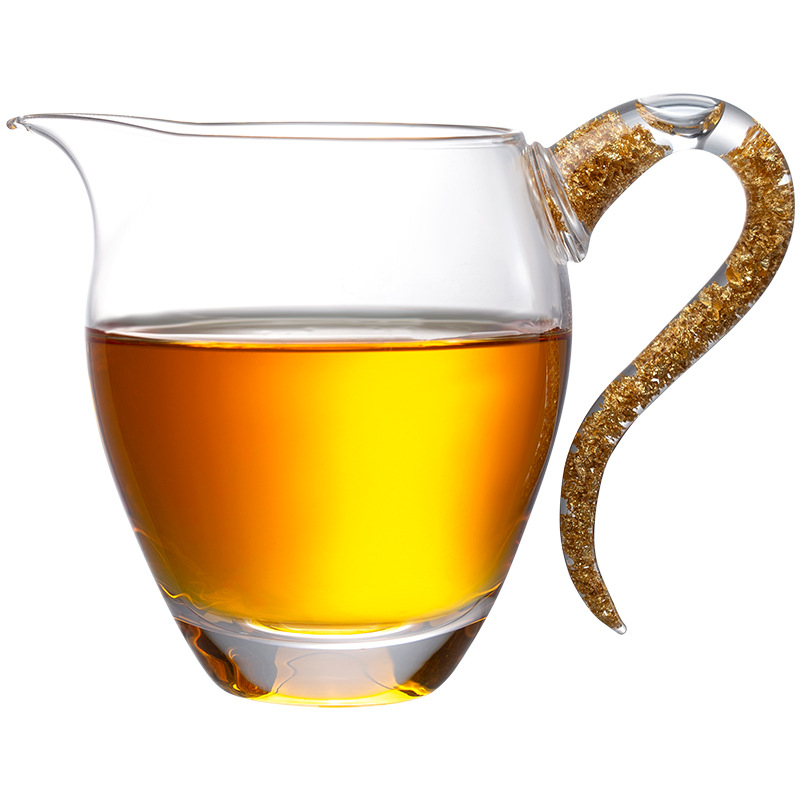 Set de ceai din sticlă cristal cu foiță de aur și ceașcă turcoaz, sticlă transparentă rezistentă la căldură, accesorii de ceai Kung Fu de înaltă calitate