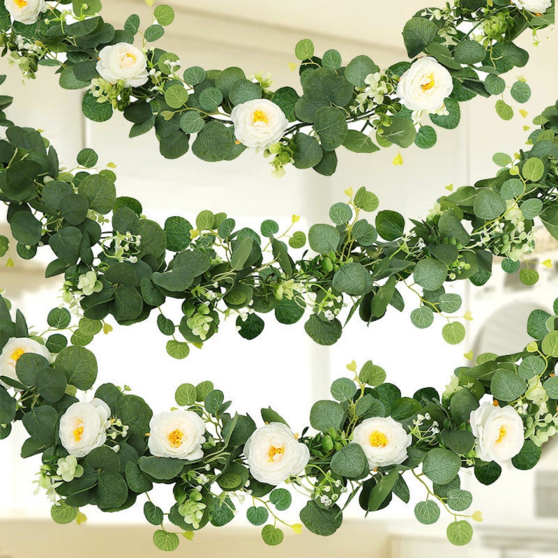 Liană artificială cu frunze de eucalipt pentru decor interior