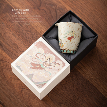 Set de ceai din porțelan roșu Dunhuang Flying Apsaras, cu cutie cadou