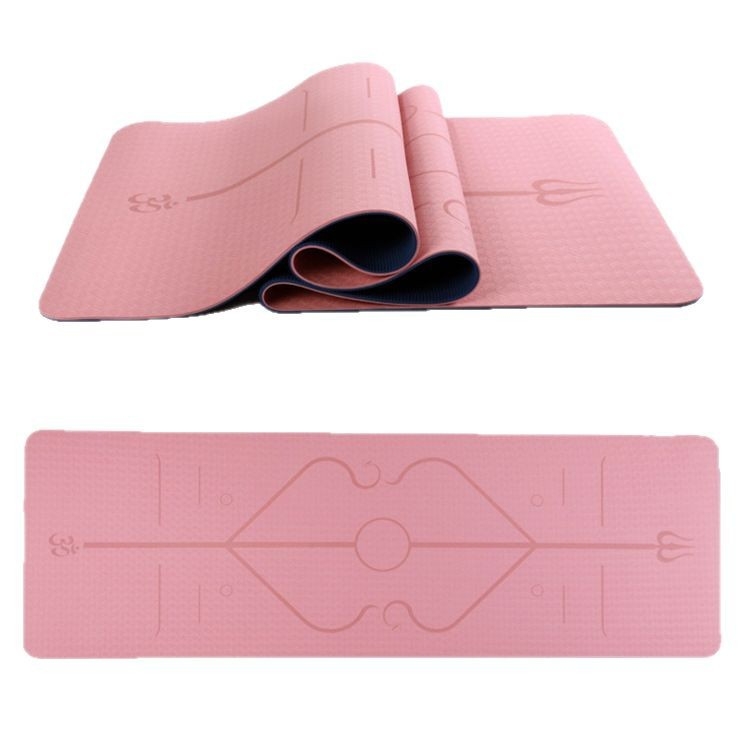 Saltea de yoga TPE cu linie de aliniere bicoloră, 6 mm, antiderapantă, pentru fitness, alergare și dans