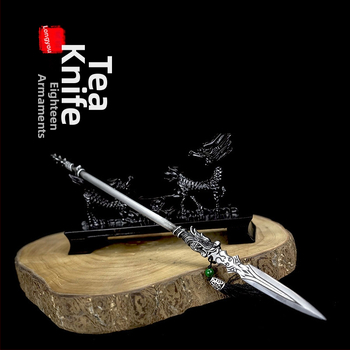 Cuțit pentru ceai și ac din oțel inoxidabil, realizare manuală, design integrat, accesoriu pentru setul de ceai, decor mini cu mâner inspirat de 18 arme